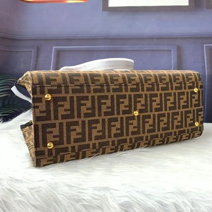 Affordable Black Motif X-Tote In Peekaboo Fendi Medium Fabric Coffee FF 0703